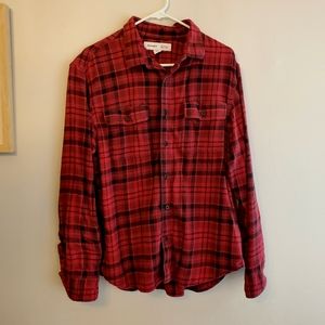 Old navy flannel button down shirt men's red plaid size large